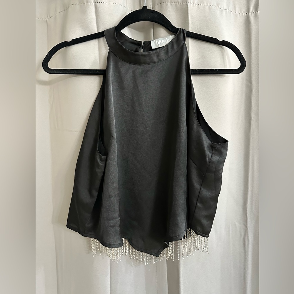 blurb.rhinestone collection from Buckle fringe top size medium black
